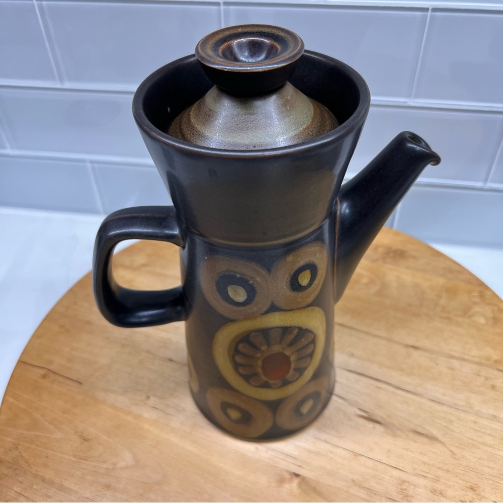 1962 Denby Arabesque Ceramic Pitcher England Gill Pemberton Teapot Coffee Pot